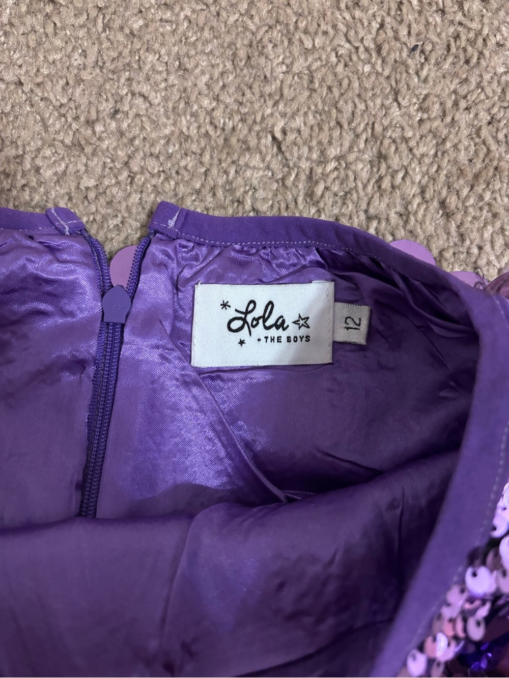 Lola & The Boys Girls Purple Sequin Mini Skirt size 12 - Picture 4 of 4